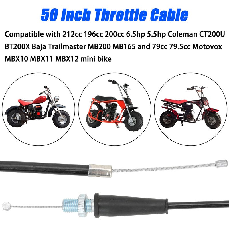 YOXUFA Mini Bike Throttle Cable Assembly for Coleman CT200U CT200U-EX BT200X Baja DB30 Warrior MB200 Predator 212cc Massimo Motovox 196cc 200cc 6.5hp Engine Parts 22mm 7/8 Handle Grip Accessories - Image 4